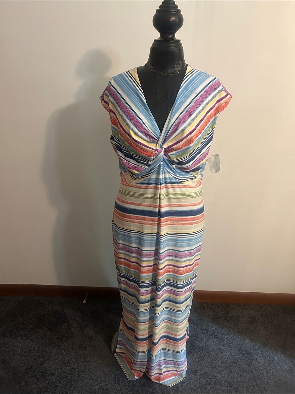 Chico's Striped Twist-Front Maxi Dress in Pastel Multi